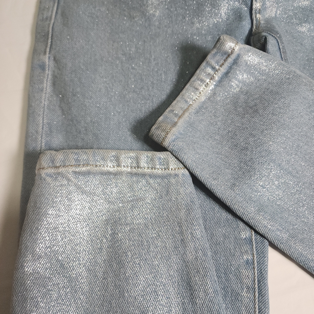 FRAME Le Skinny de Jeanne Metallic Chrome Coated Jeans Silver Skinny Size 24 - Picture 12 of 15